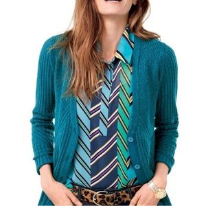CAbi Teal Deco Cardigan Size M.